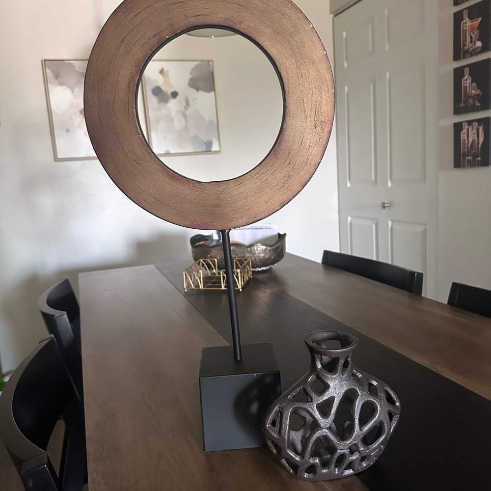 Modern Bronze Circle Sculpture by [Brand]